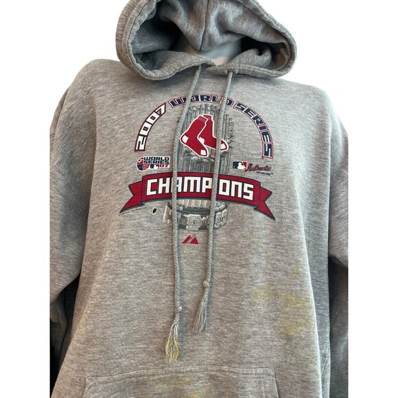 2007 Boston Red Sox World Series Champions Large Hoodie MLB Baseball Thrashed - Picture 2 of 8
